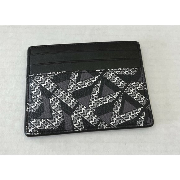 New Michael Kors Cooper Tall card case PVC with Leather Black / White Multi - Picture 4 of 6